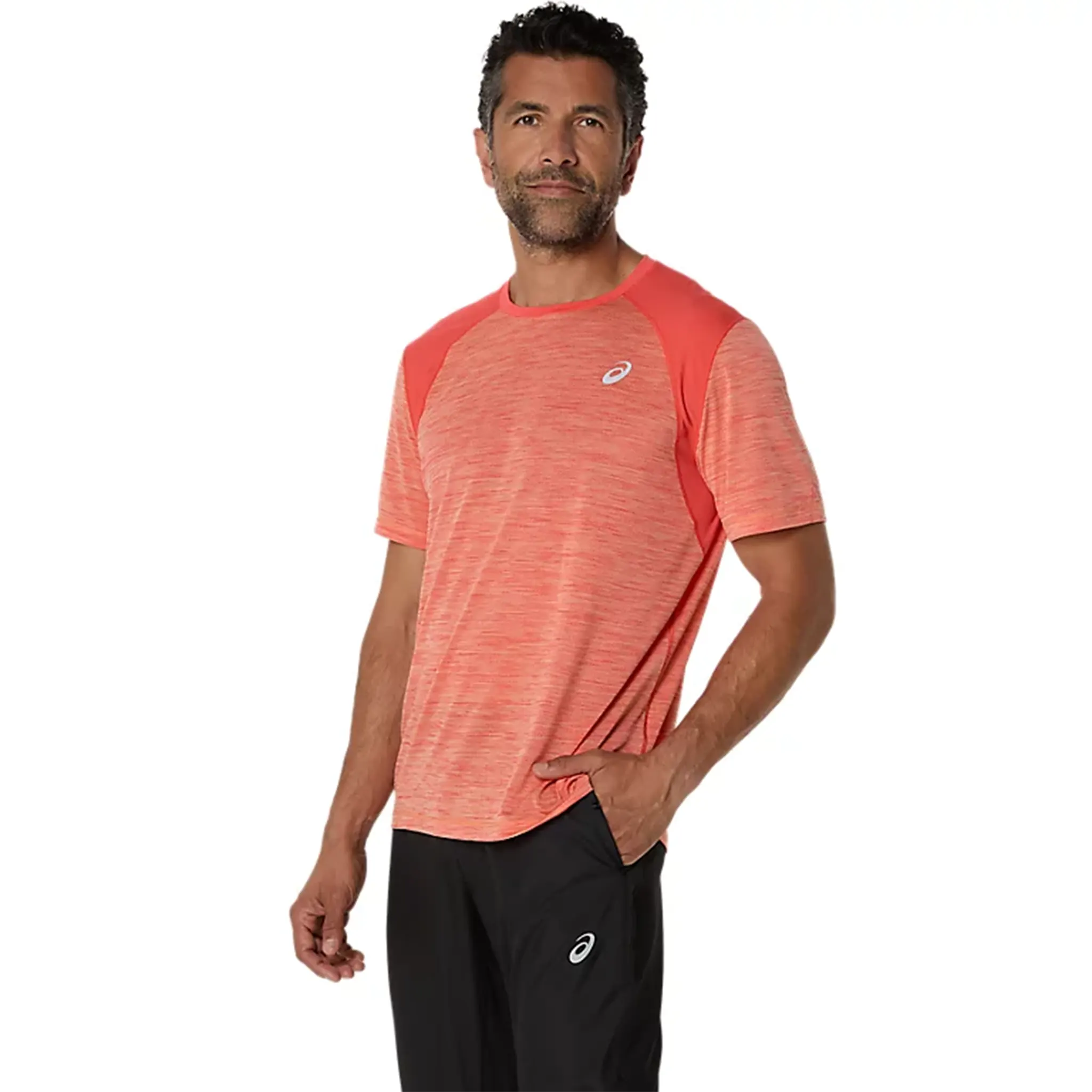 Front Side View of ASICS Road Coral Reef Mojave T Shirt 2011C992-700